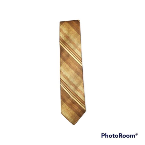 Wemlon By Wembley Brown Stripped Tie - Picture 3 of 6
